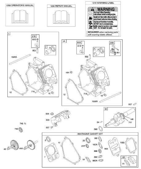 D - Cilindri, albero motore, set guarnizioni motore B&S - 11 €¦ 110412-0153-E1 brand Stihl